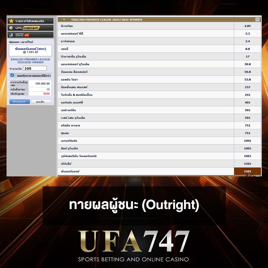ทายผลผู้ชนะ (Outright)