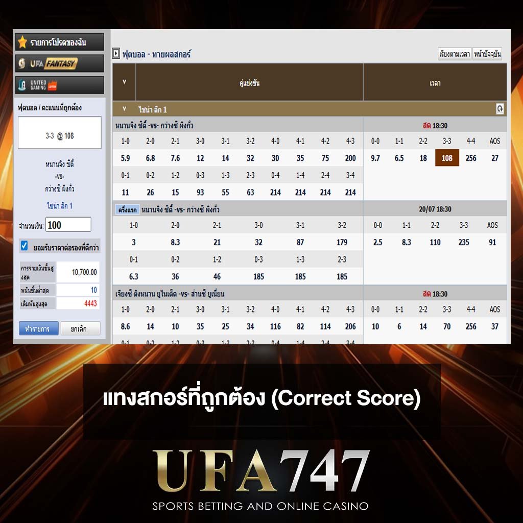 แทงสกอร์ที่ถูกต้อง (Correct Score)